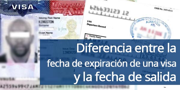 Diferencia entre la fecha de expiración de una visa y la fecha de salida